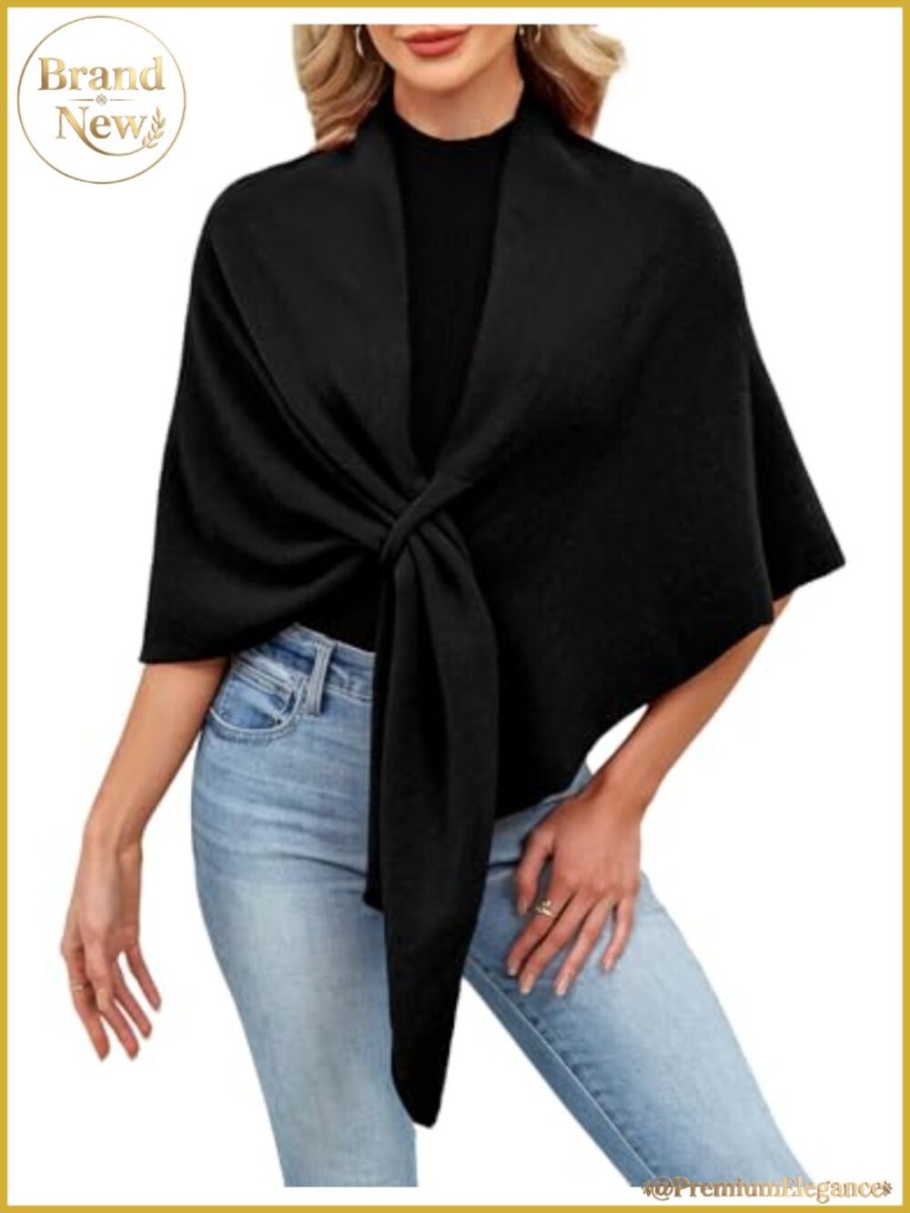 Knitted Open Front Poncho Shawl Wrap for Fall Winter